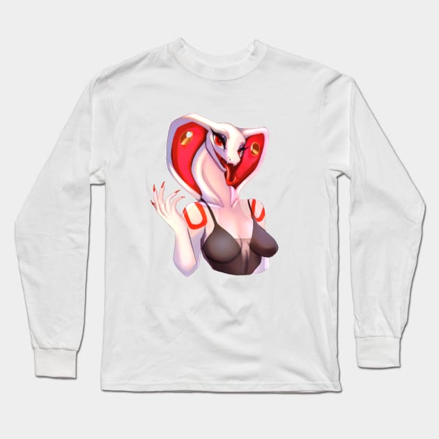 Red Snake Babe Long Sleeve T-Shirt by Annaklava